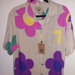 OAS Daisy Printed Sheer Button- Up Shirt